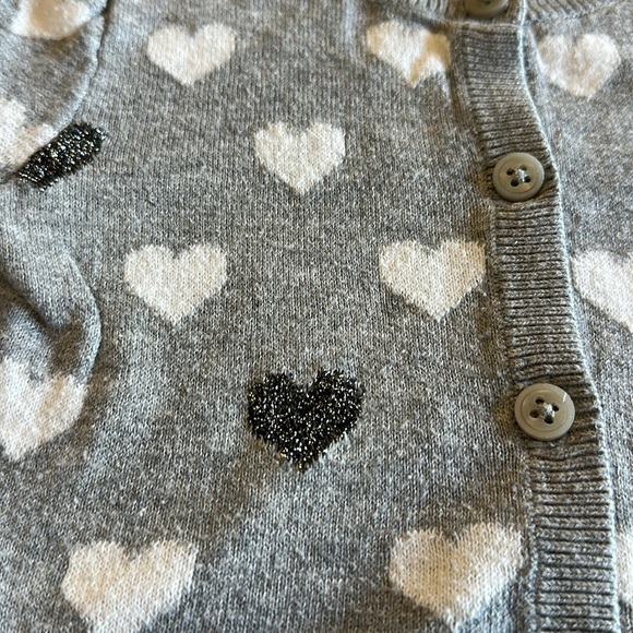 OshKosh B'gosh - Gray Heart Patterned Knit Cardigan Sweater - Picture 2 of 3